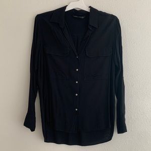 Zara Woman Long Sleeve Button Down Long Sleeve Short Blouse Top Medium EUC